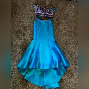 Turquoise/blue prom dress with beading